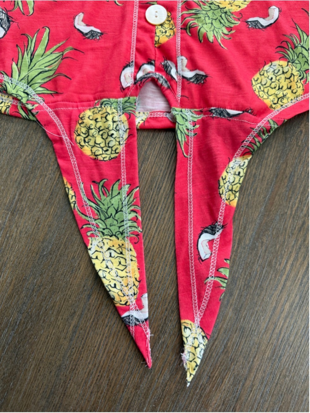 Women's Onque Casual Pineapple Print Button Down Shirt, Size S, Red/Yellow - Picture 5 of 10
